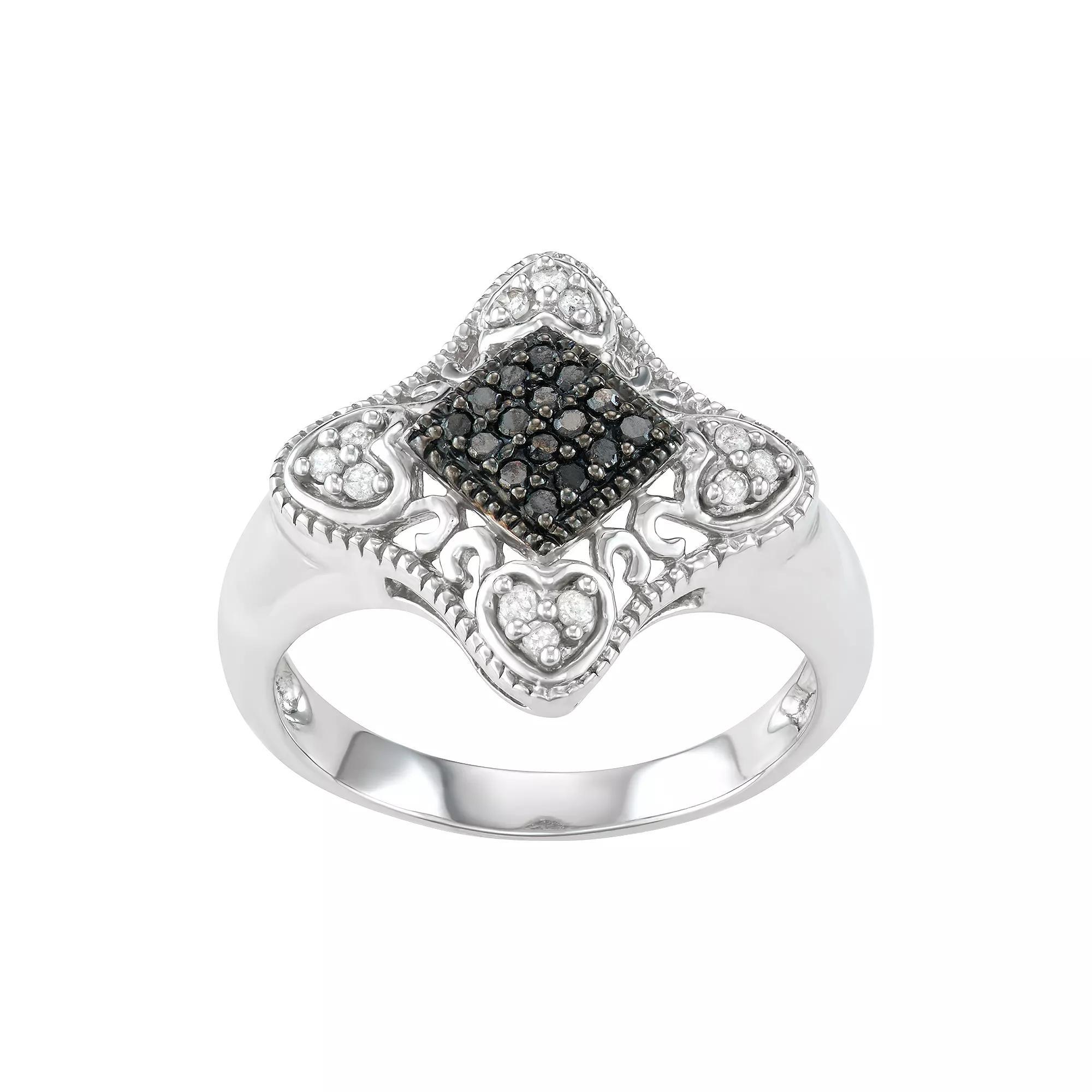 Sterling Silver 1/5 Carat T.W. Black & White Diamond Ring, Women's, Size: 6, Silver Tone Product Image