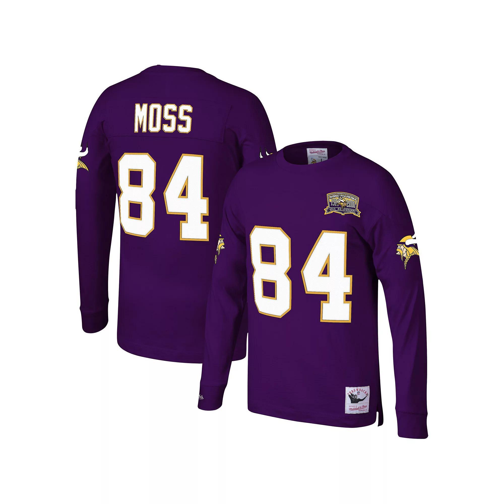 Men's Mitchell & Ness Randy Moss Purple Minnesota Vikings 2000 Retired Player Name & Number Long Sleeve T-Shirt, Size: XL Product Image