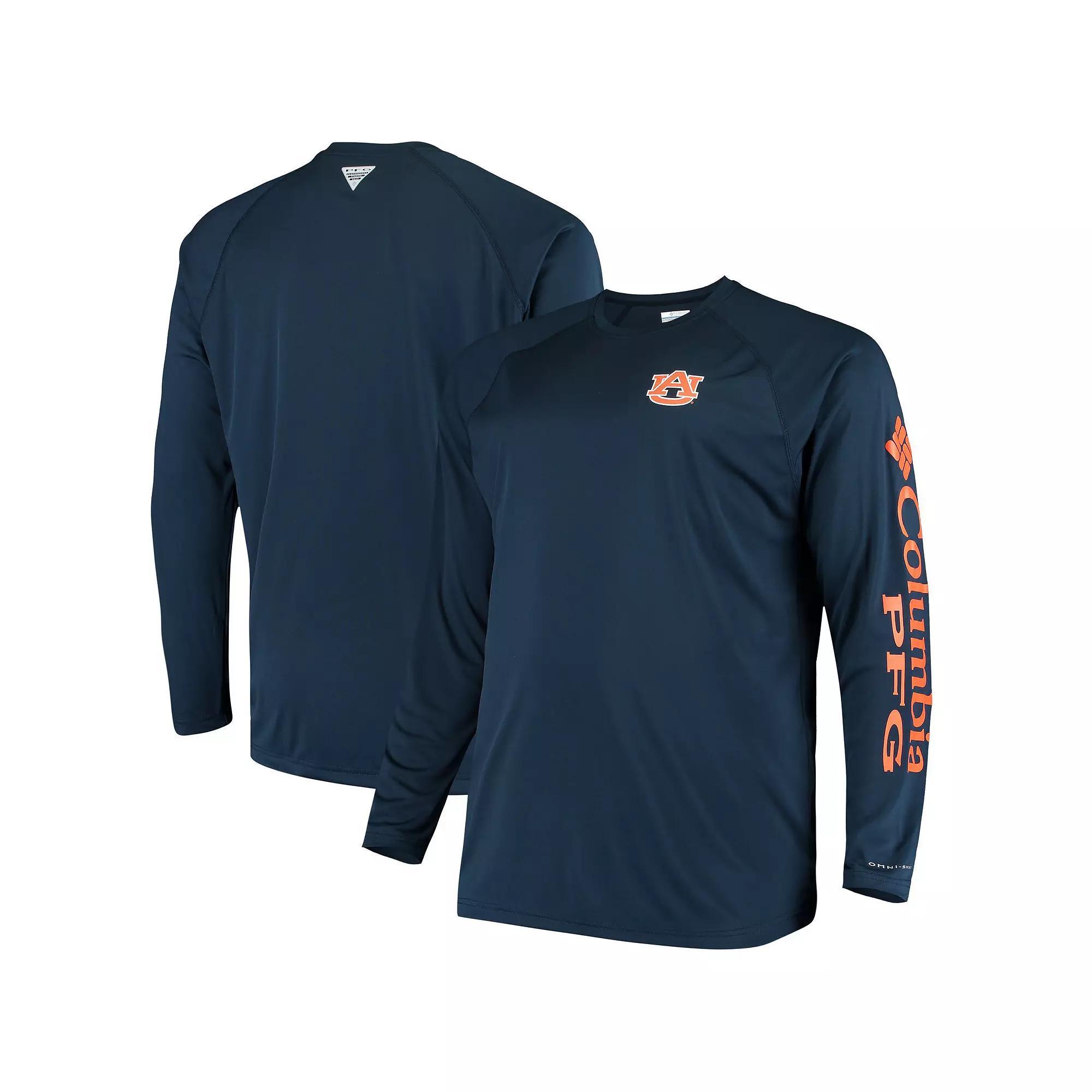 Mens Columbia Auburn Tigers Big & Tall Terminal Tackle Long Sleeve Omni-Shade T-Shirt Blue Product Image