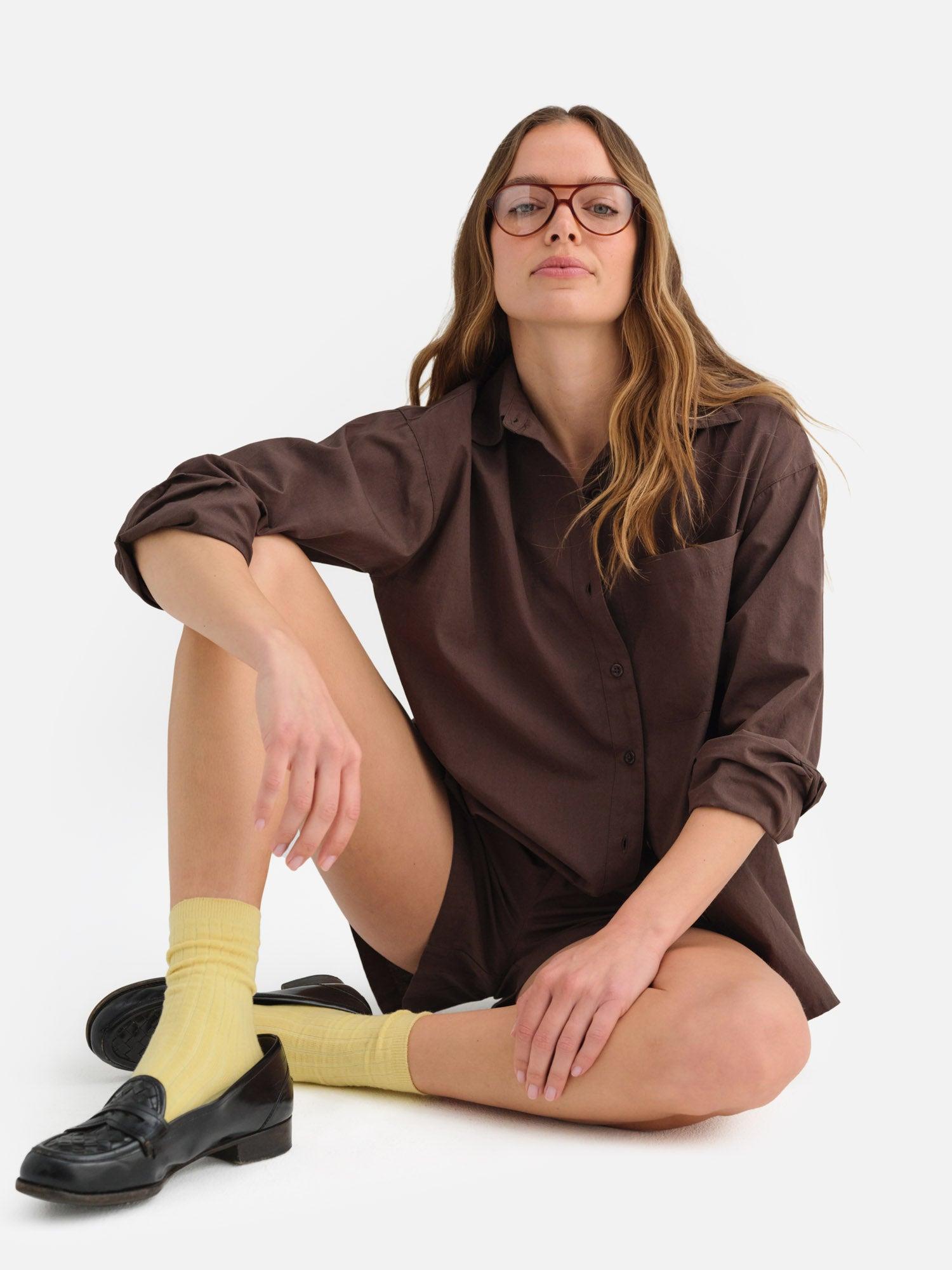 Organic Poplin Long Sleeve Button Down Female Product Image