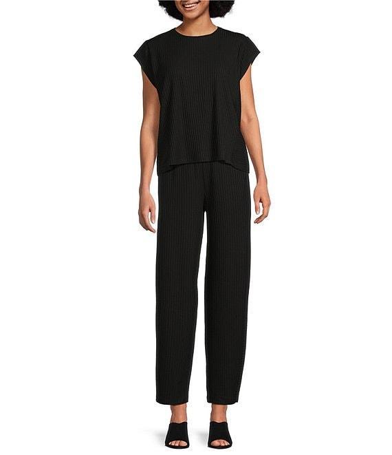 Eileen Fisher Textured Stretch Rib Lantern Ankle Pants Product Image