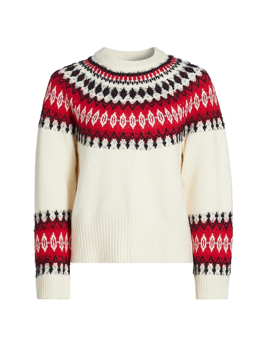 Womens Fair Isle-Inspired Knit Crewneck Sweater Product Image