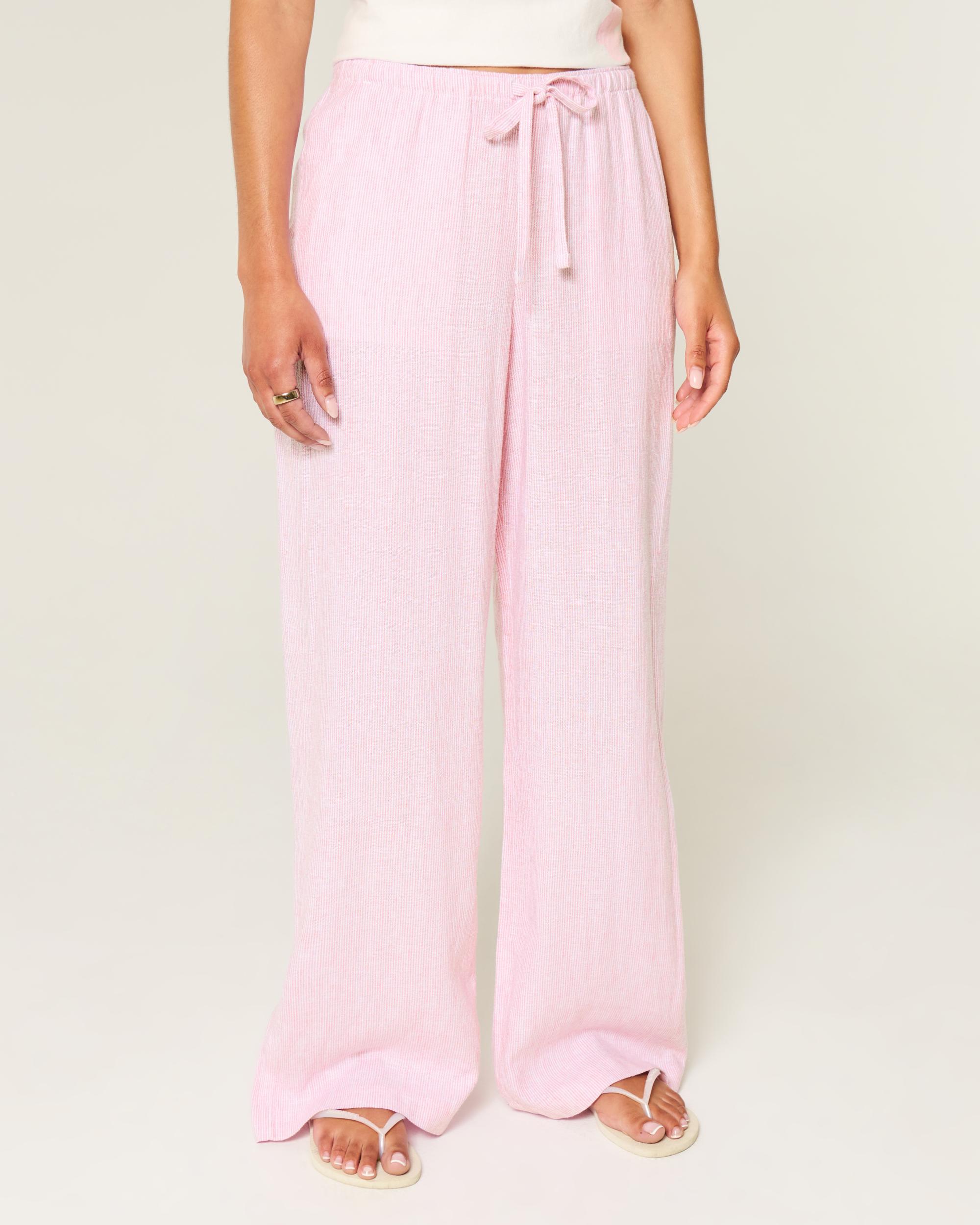 Linen-Blend Baggy Pull-On Pants Product Image