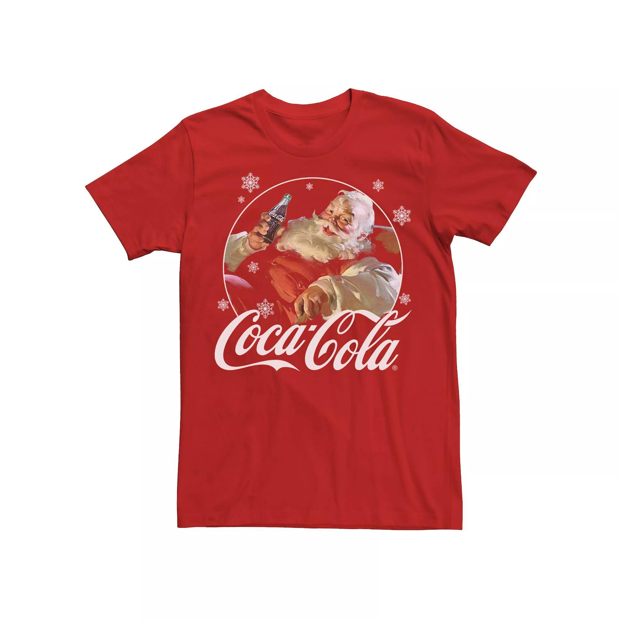 Men's Coca Cola Santa Retro Christmas Logo Tee, Size: Small, Red Grey Product Image