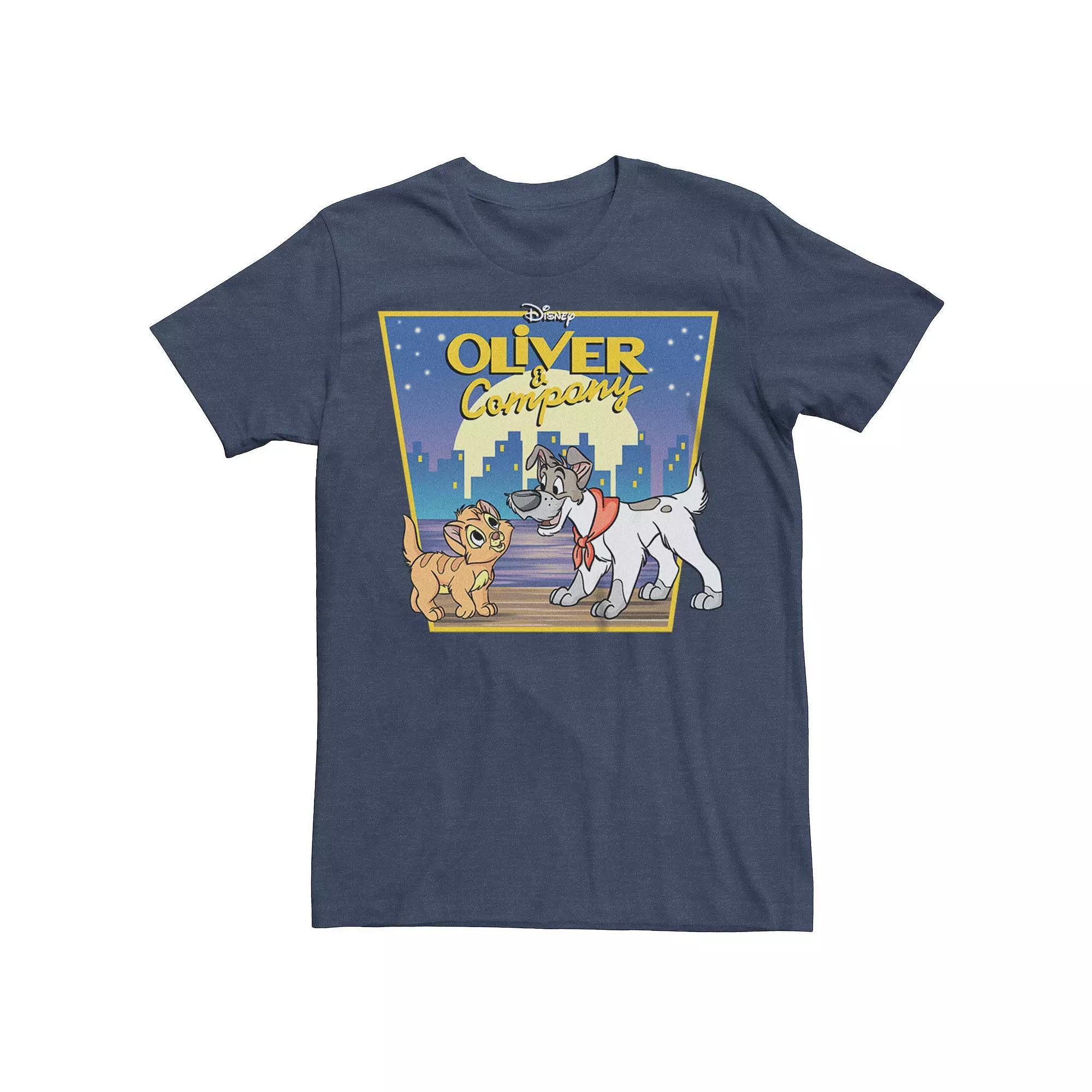 Disney's Oliver & Company Dodger Men's Best Friends Graphic Tee, Size: XS, Navy Grey Product Image