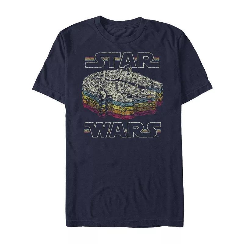 Mens Star Wars Millennium Falcon Rainbow Fade Tee Blue Product Image