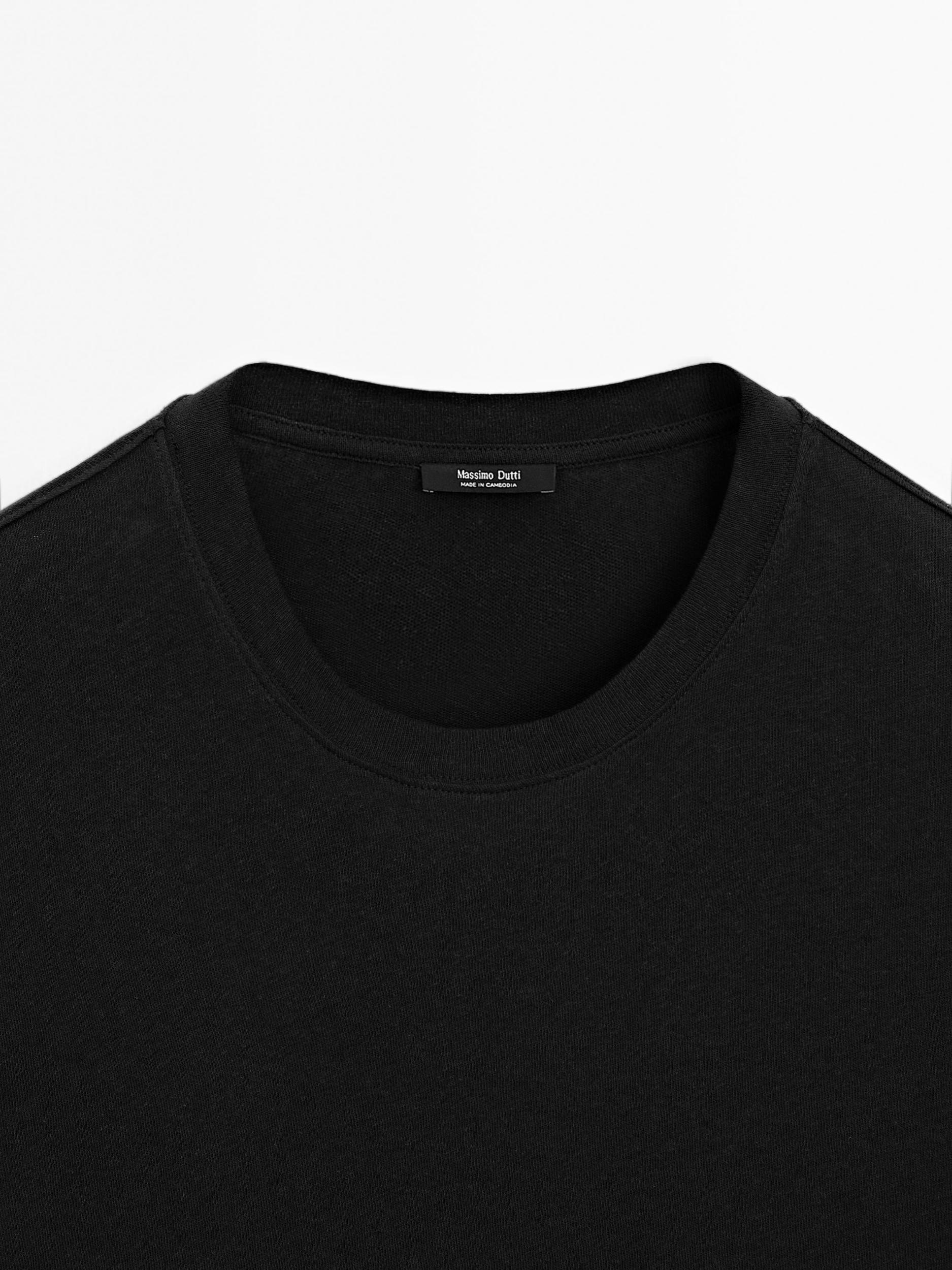 Short sleeve linen blend T-shirt Product Image