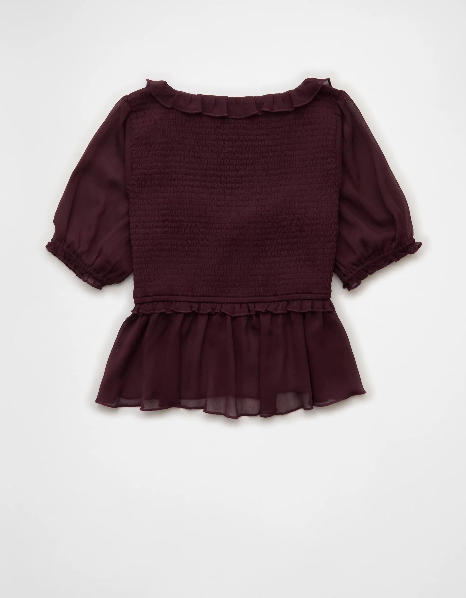 AE Smocked Babydoll Blouse Product Image