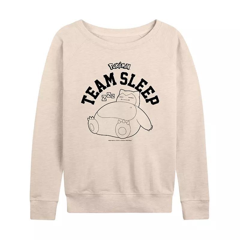 Plus Size Pokemon Snorlax Team Sleep Lightweight French Terry Sweatshirt, Womens Grey Green Product Image