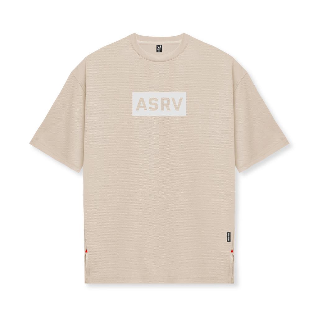 0822. AeroSilver® Oversized Tee - Beige "Box Logo" Male Product Image
