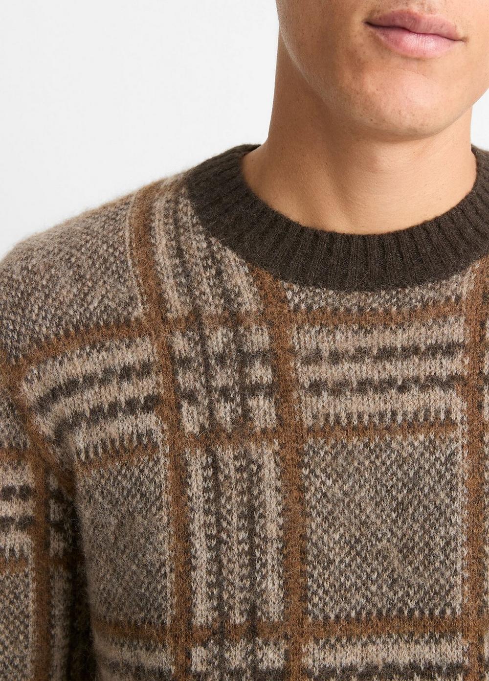 Brushed Glen Plaid Crew Neck Sweater Product Image