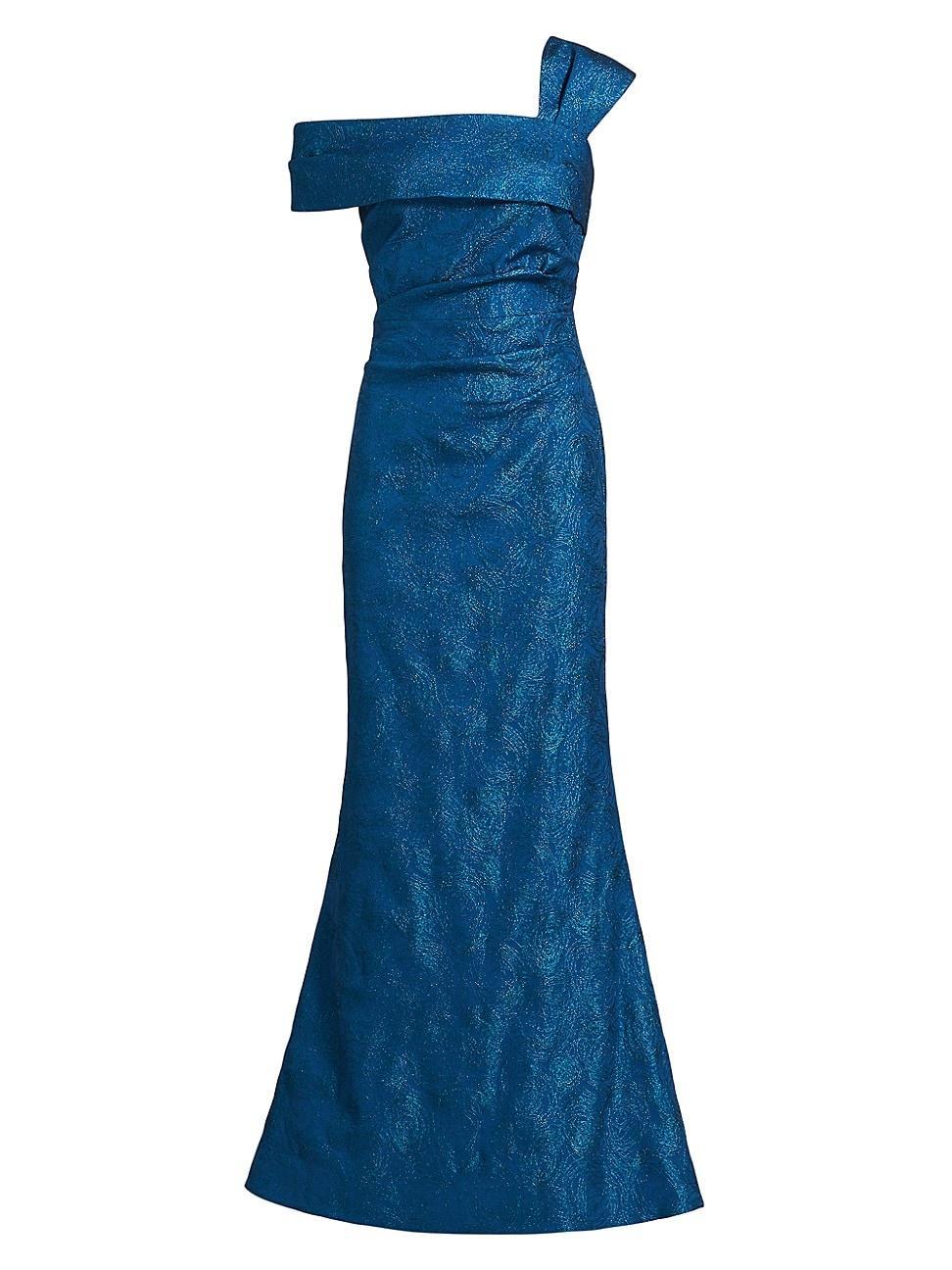 Womens Metallic Jacquard Asymmetrical Gown Product Image