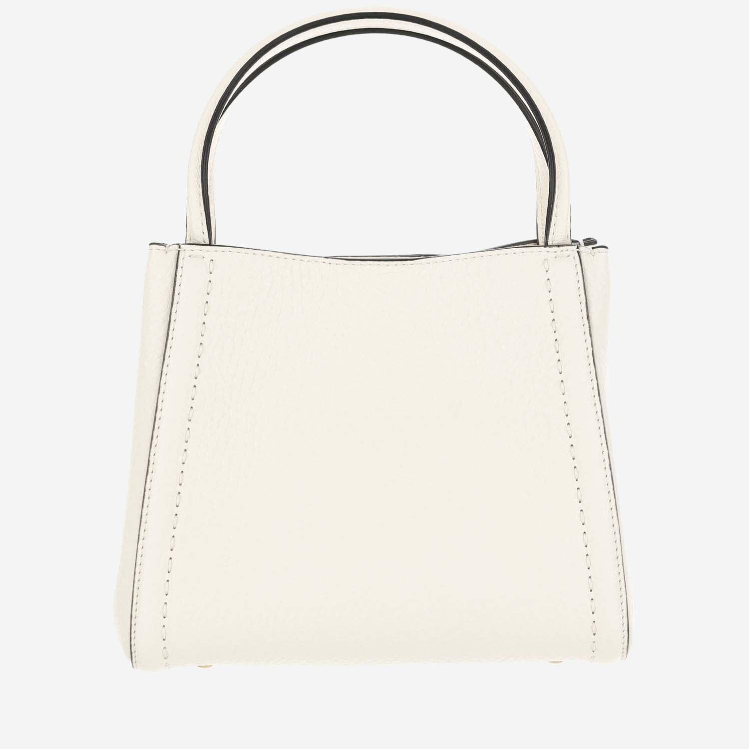 VALENTINO GARAVANI Small Alltime Leather Tote Bag In White Product Image