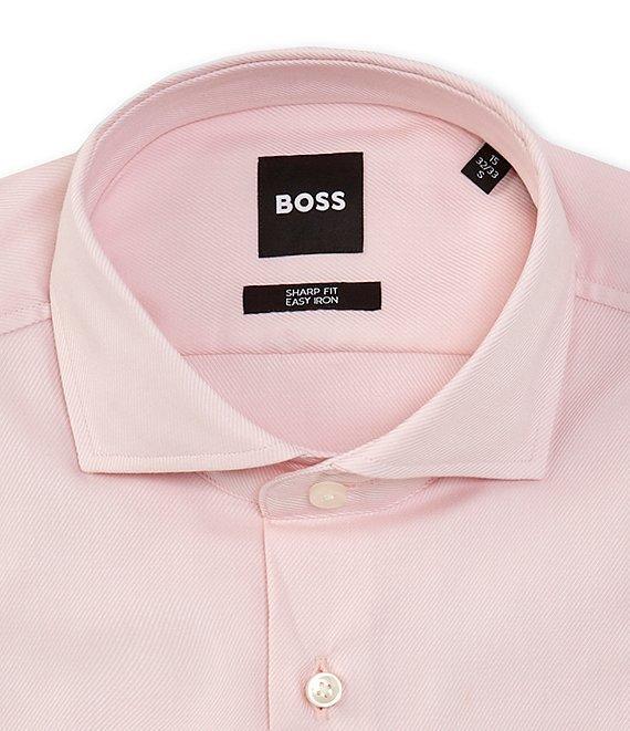 Hugo Boss Sharp-Fit Easy-Iron Spread Collar Twill Dress Shirt Product Image