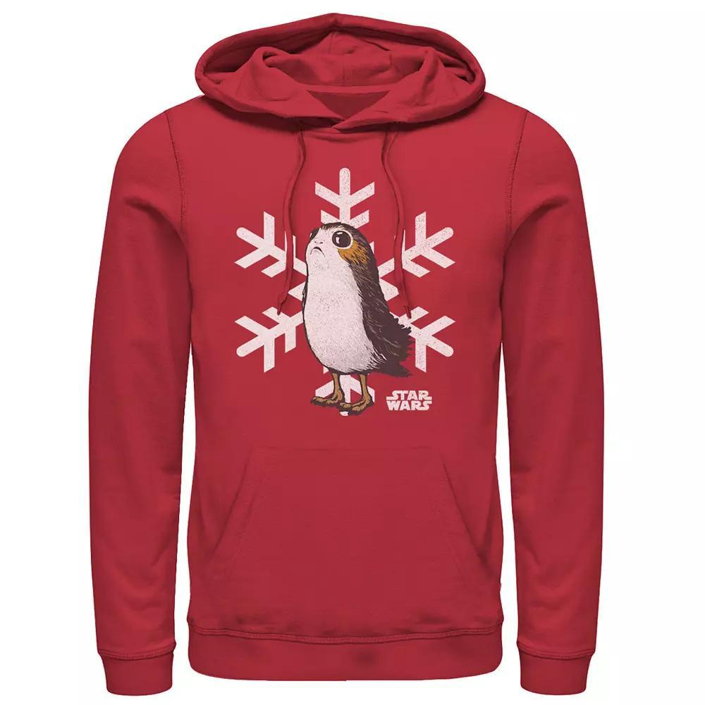 Men's Star Wars Porg Snowflake Christmas Holiday Graphic Hoodie, Size: Small, Red Product Image