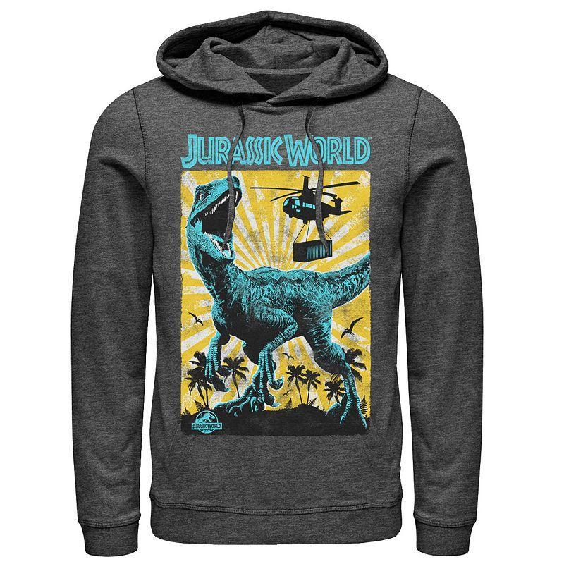 Mens Jurassic World T-Rex Color Pop Retro Poster Hoodie Blue Product Image