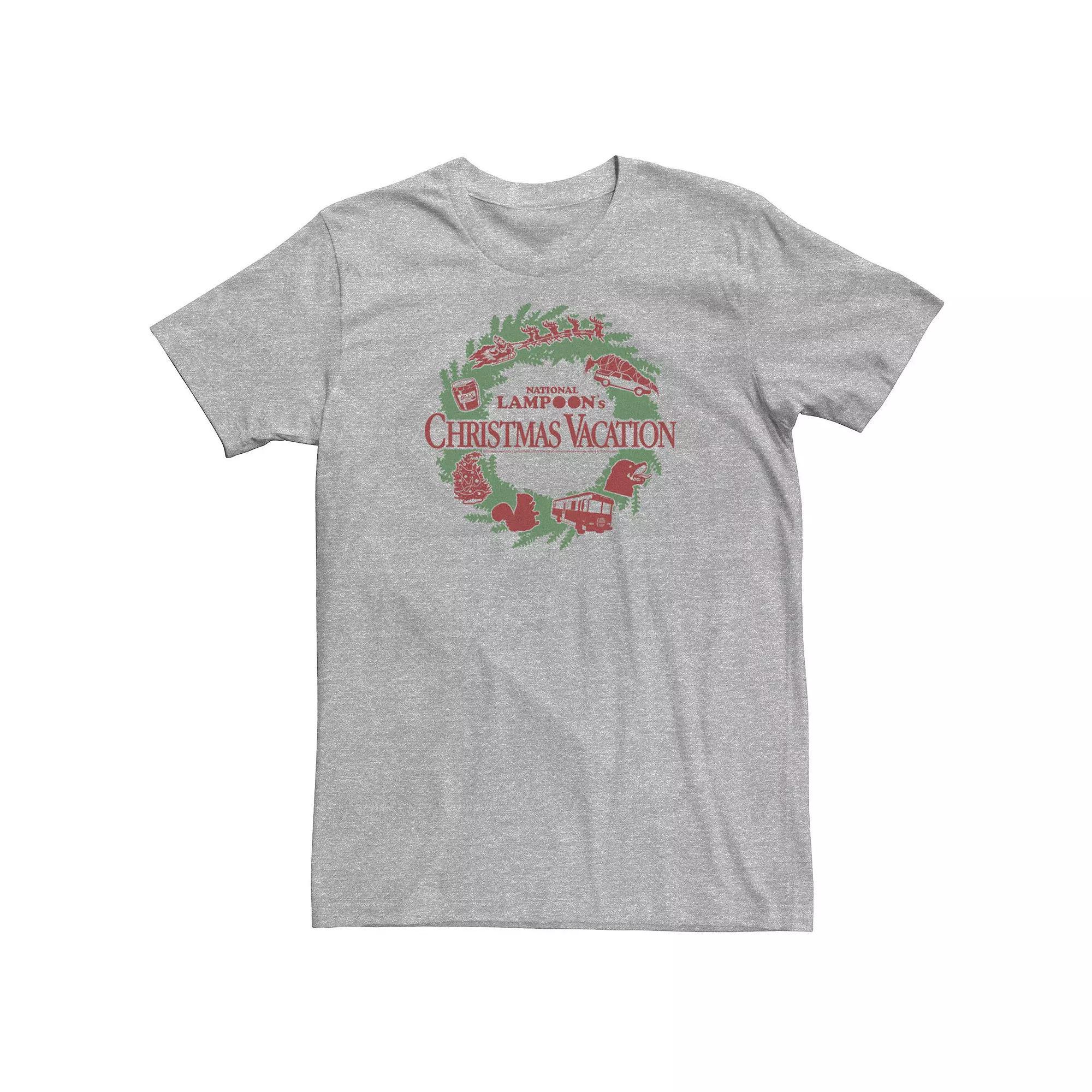 Big & Tall National Lampoon's Christmas Vacation Holiday Wreath Poster Tee, Men's, Size: Large Tall, Athletic Grey Product Image