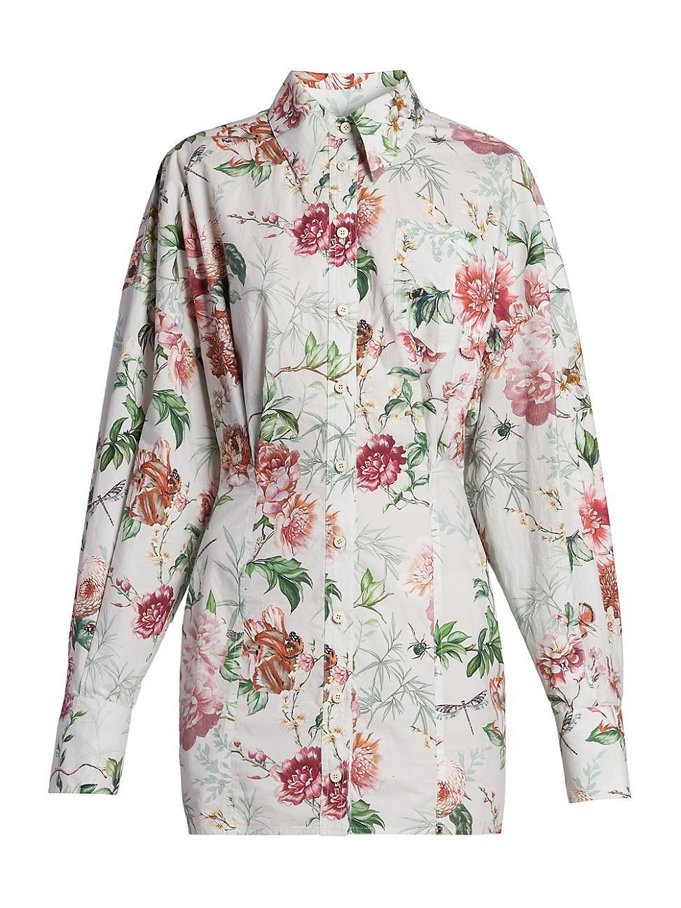 Womens Floral Cotton Mini Shirtdress Product Image