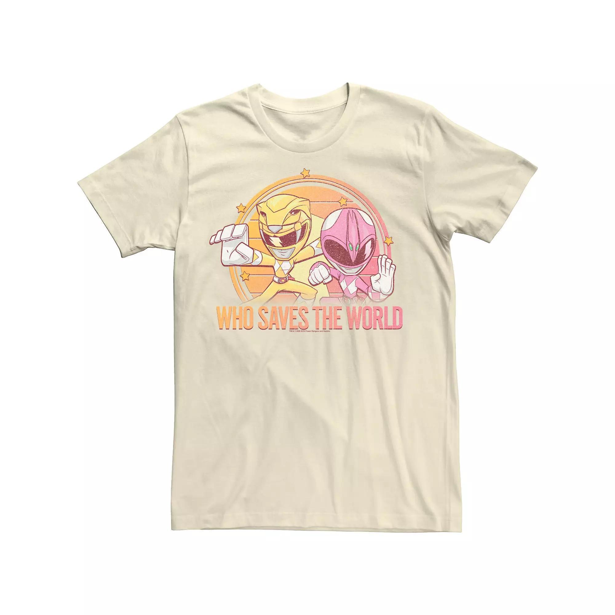 Men's Power Rangers Pink & Yellow Ranger Who Saves The World Tee,  Product Image
