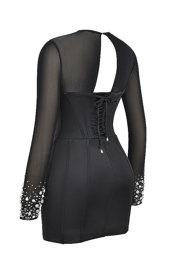 Anastasia Black Crystallised Corset Dress Product Image