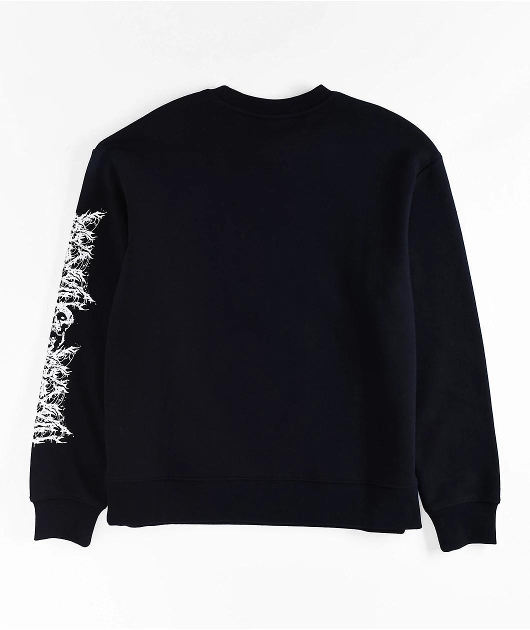 SWIXXZ Skull Pile Black Oversize Crewneck Sweatshirt Product Image