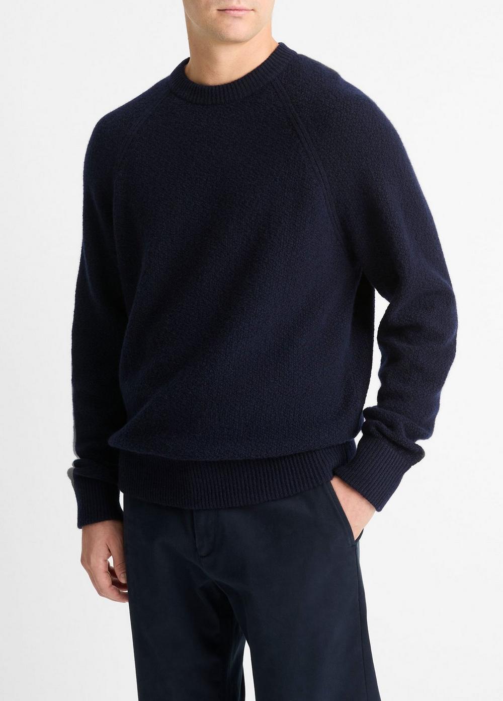 Mens Micro-boucl Wool-Cashmere Sweater, Coastal Blue, Size L Vince Product Image