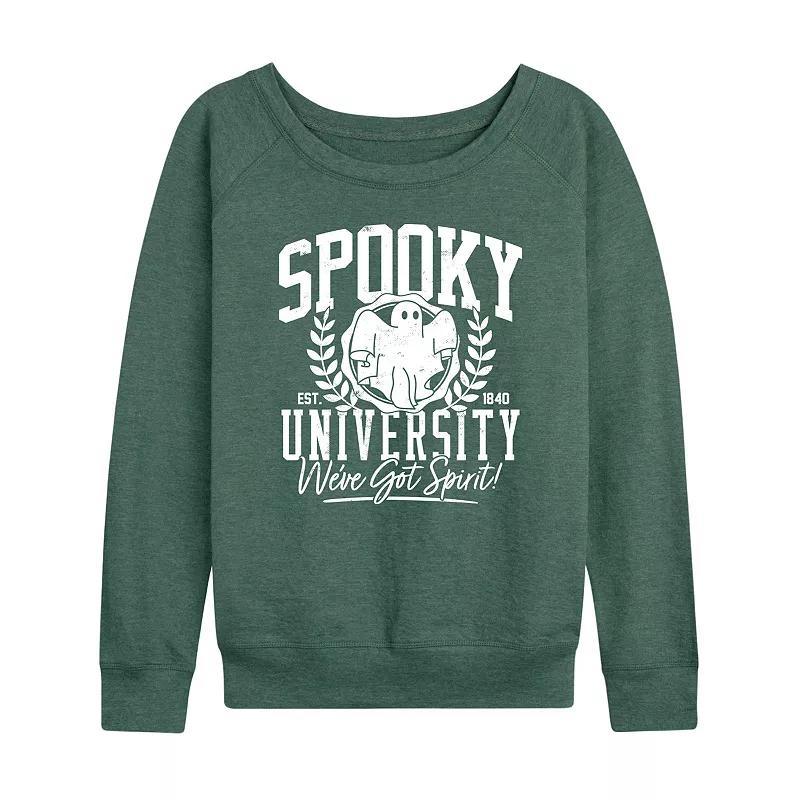 Womens Spooky University Halloween Lightweight French Terry Sweatshirt Grey Dark Red Product Image