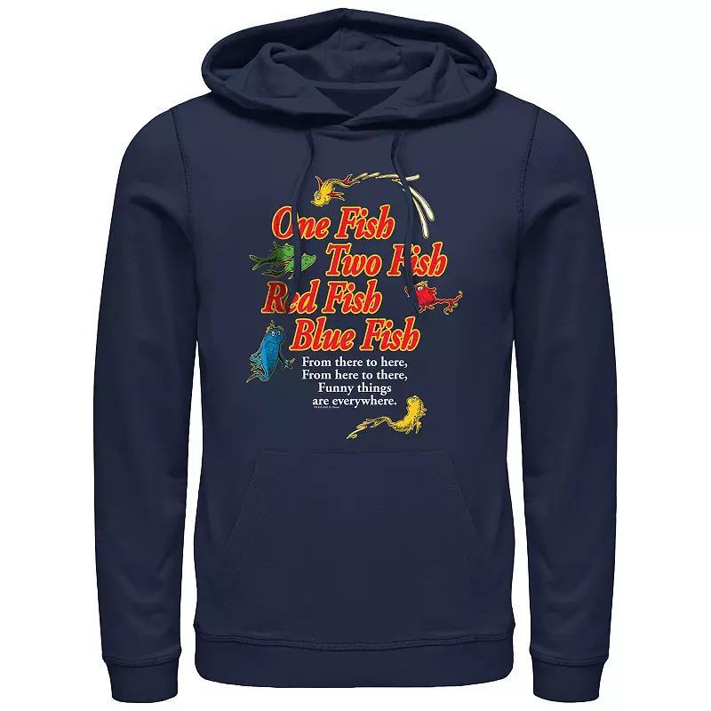 Men's Dr. Seuss One Fish Two Fish Red Fish Blue Fish Poster Graphic Hoodie, Size: Small Product Image