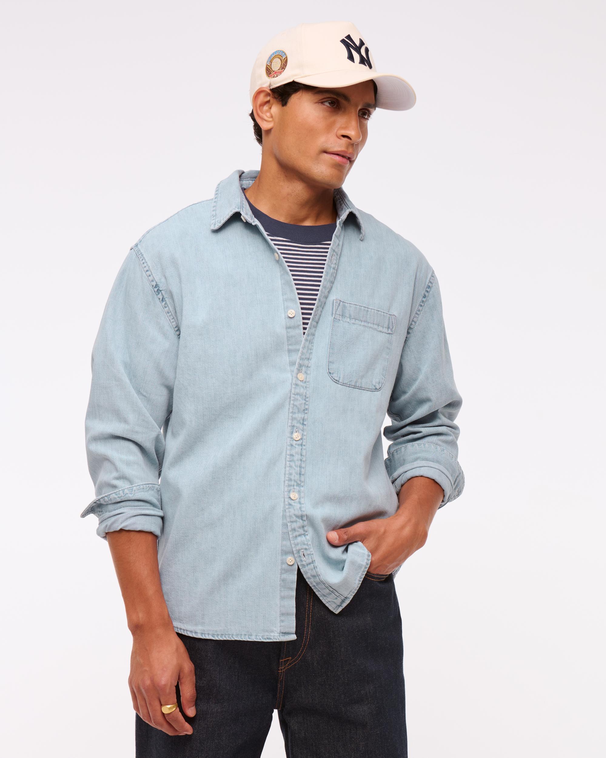 Denim Button-Up Shirt Product Image