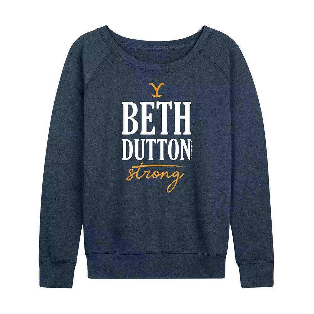 Women's Yellowstone Beth Dutton Strong French Terry Long Sleeve Tee, Girl's, Size: XL, Grey Indigo Product Image