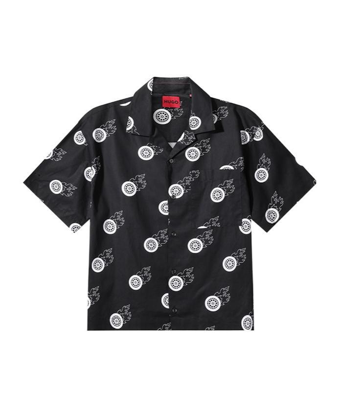 HUGO BOSS Egeeno Graphic-print Shirt In Black Product Image