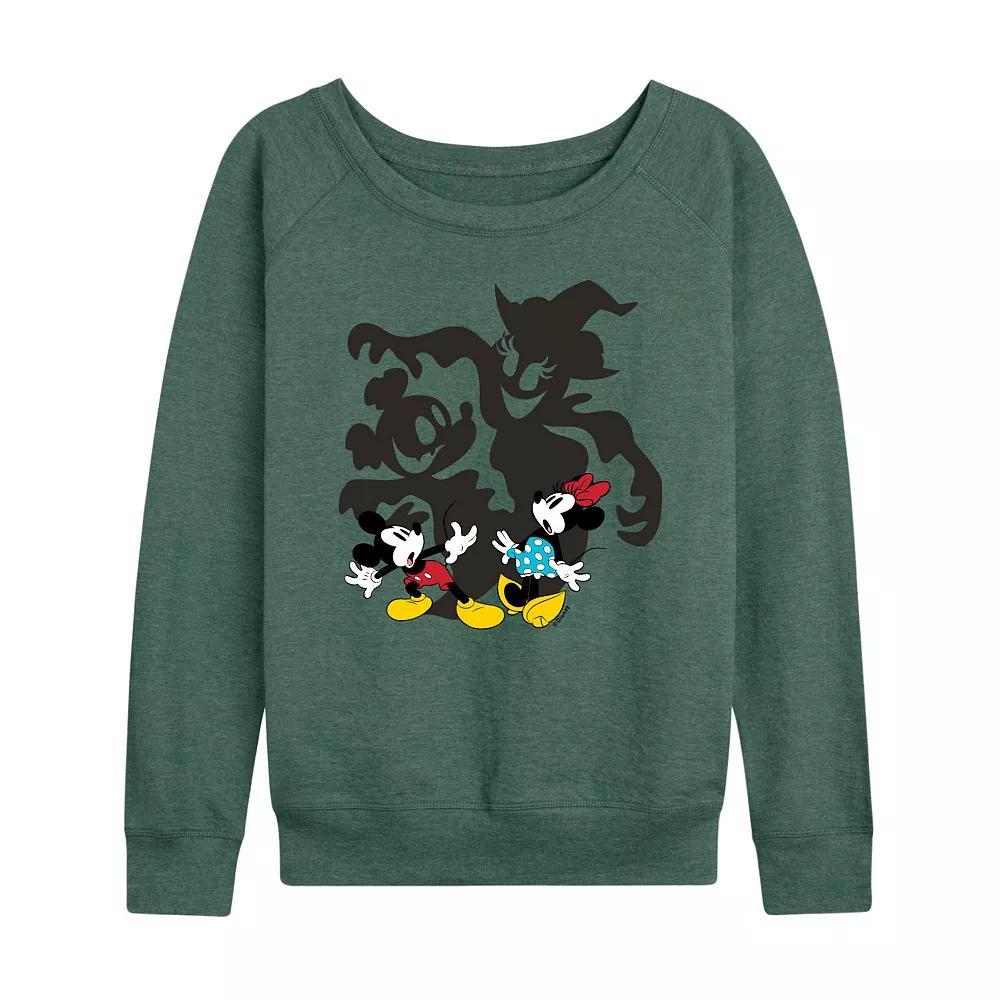 Disney's Mickey & Minnie Mouse Women's Halloween Shadows French Terry Long Sleeve Tee, Size: XXL, Grey Green Product Image