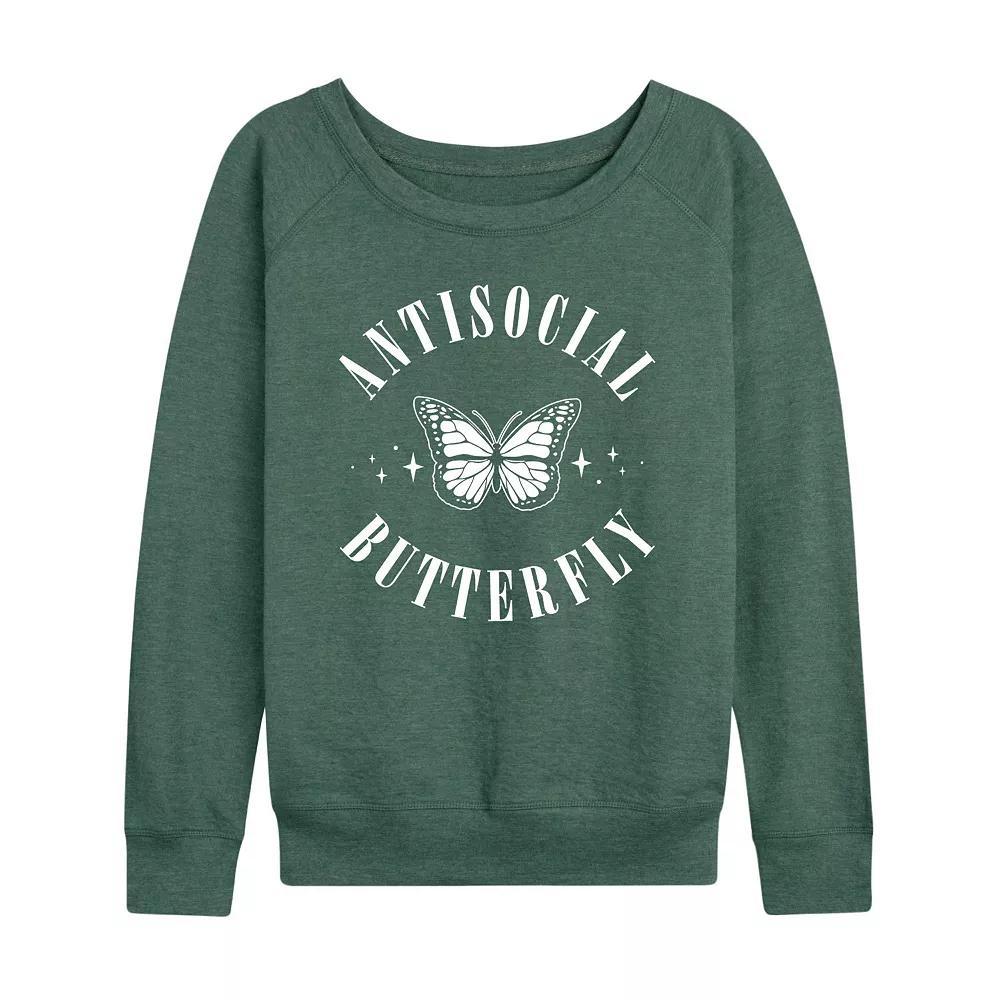 Women's Antisocial Butterfly Graphic Tee, Girl's, Size: Large, Heather Grey Product Image