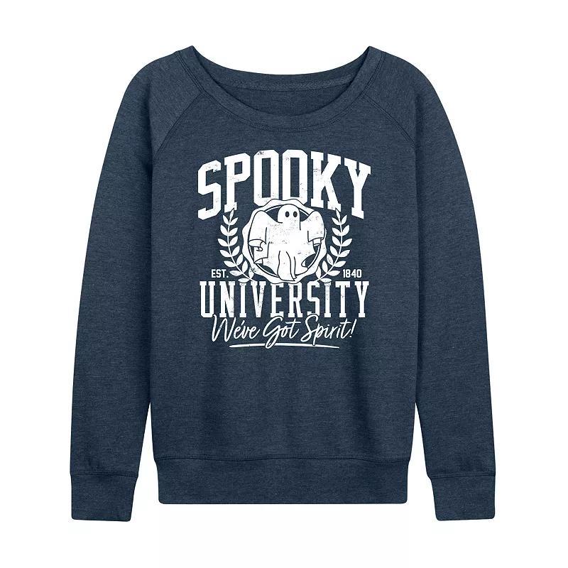 Womens Spooky University Halloween Lightweight French Terry Sweatshirt Grey Dark Red Product Image