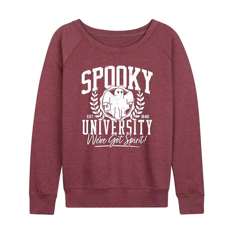 Womens Spooky University Halloween Lightweight French Terry Sweatshirt Grey Dark Red Product Image