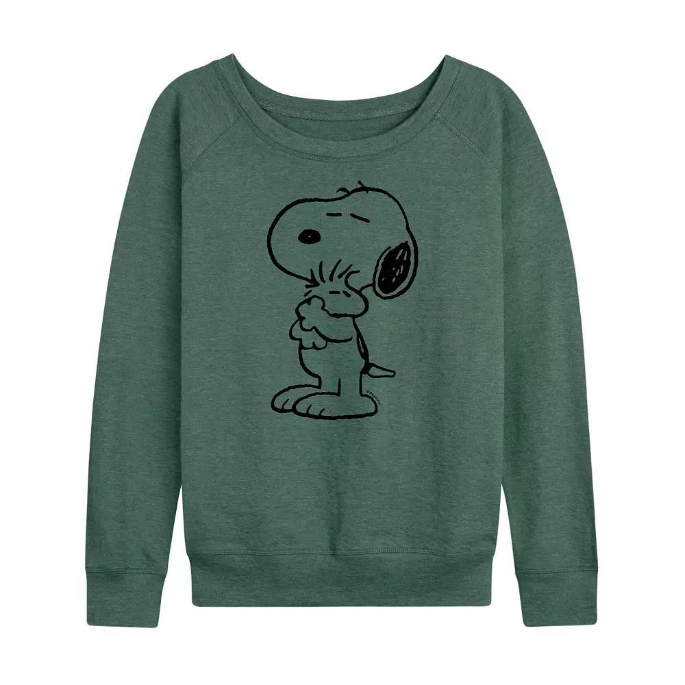Women's Peanuts Snoopy Loves Woodstock French Terry Long Sleeve Tee, Girl's,  Product Image
