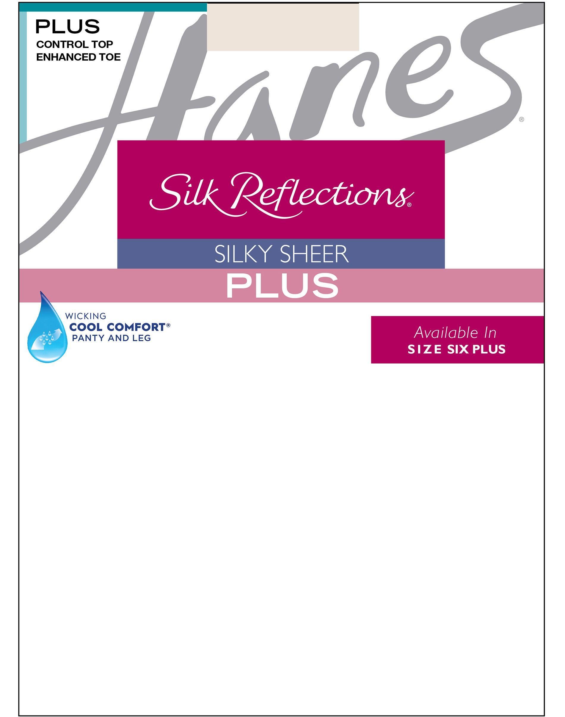 Hanes Silk Reflections Sheer Control Top Pantyhose, Enhanced Toe (Plus Size) Barely There 4-5P Womens Product Image