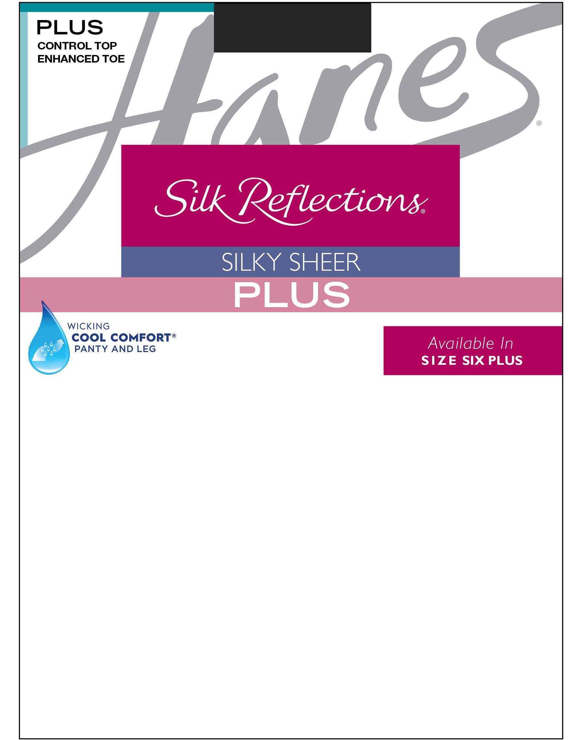 Hanes Silk Reflections Sheer Control Top Pantyhose, Enhanced Toe (Plus Size) Barely There 4-5P Womens Product Image