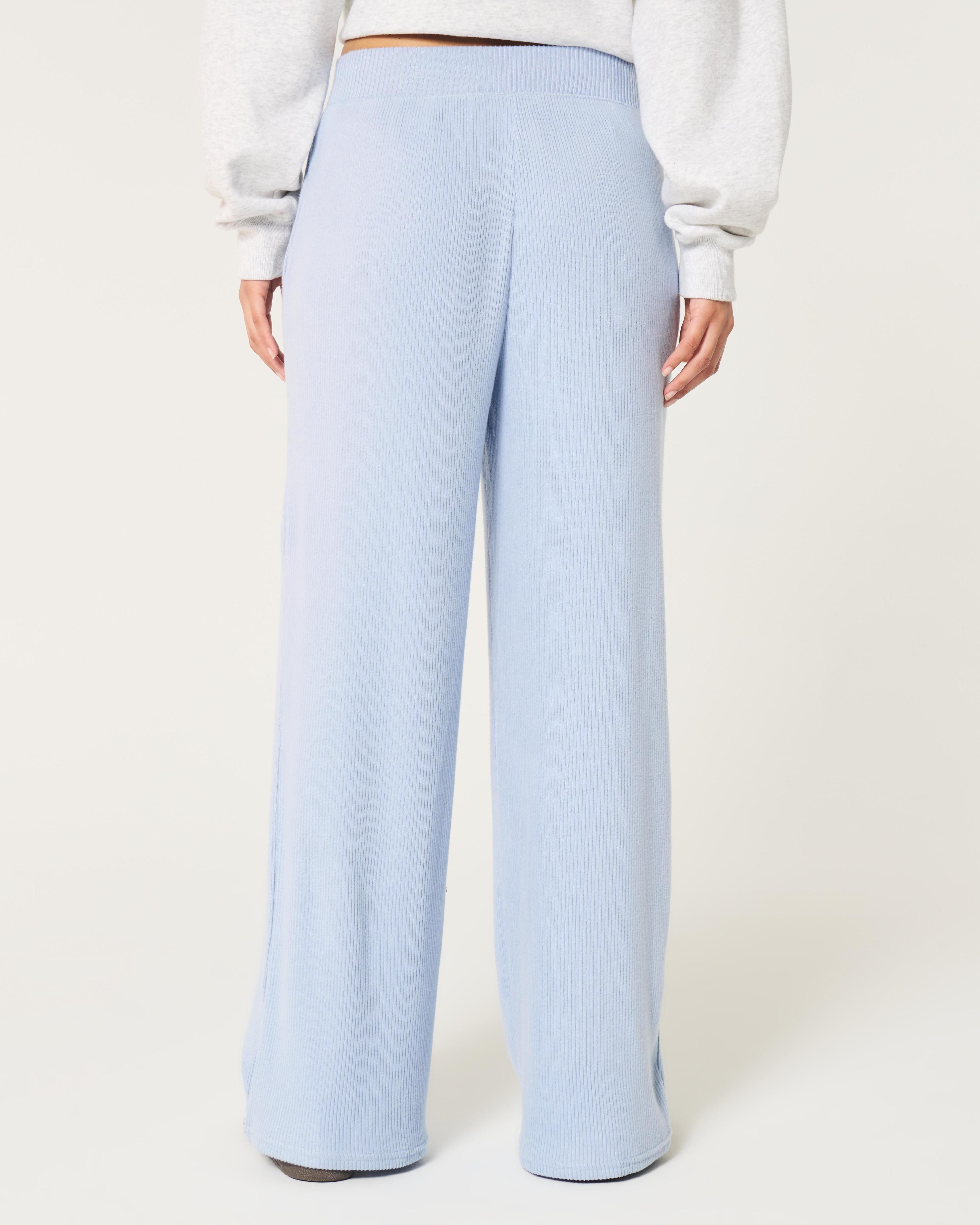 Cozy Ribbed Wide-Leg Pants Product Image