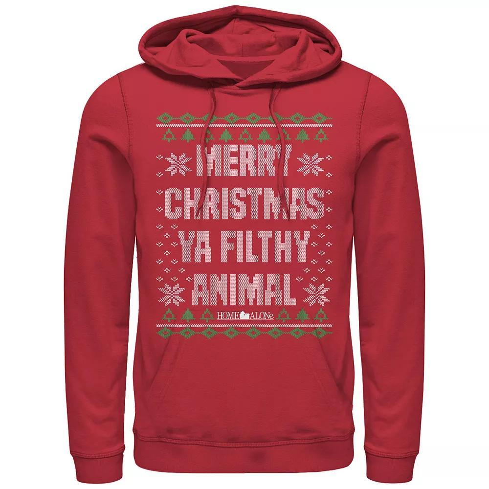 Big & Tall Home Alone Merry Christmas Ya Filthy Animal Sweater Graphic Hoodie, Men's,  Product Image
