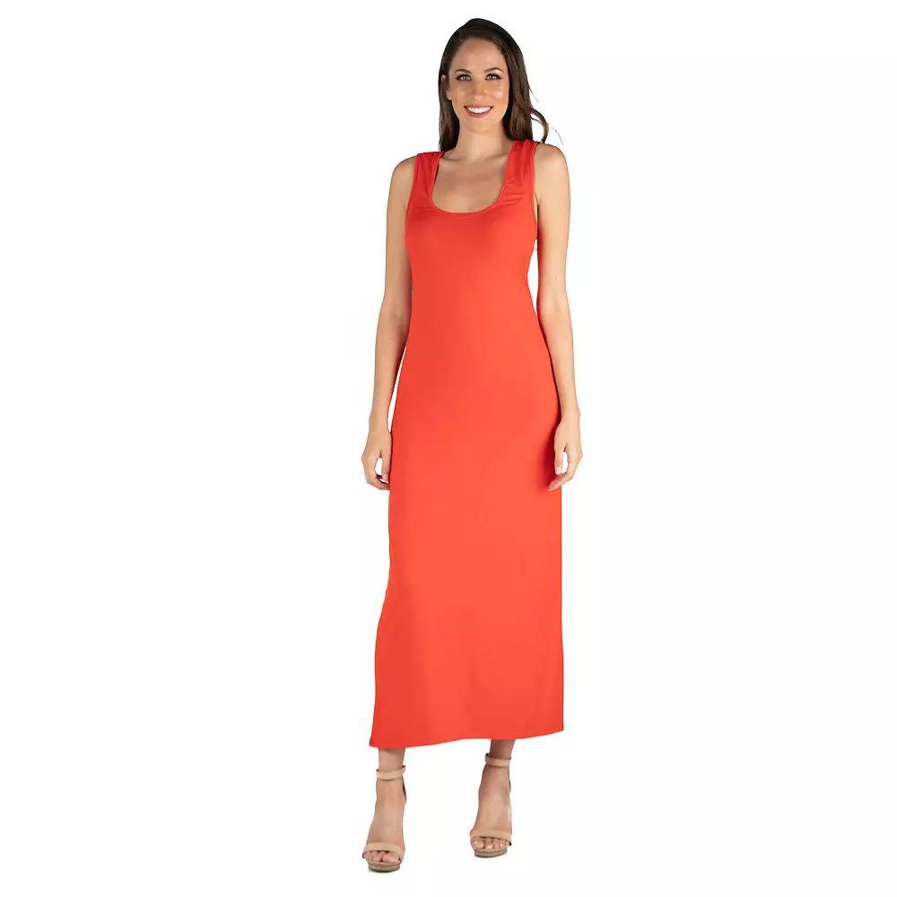 Women's 24seven Comfort Apparel Scoop Neck Racerback Tank Top Maxi Dress,  Product Image