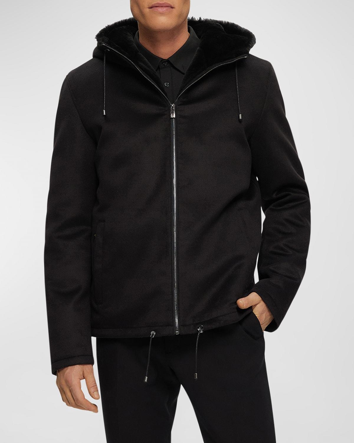 Mens Fabric Parka Jacket with Merino Shearling Lamb Lining Product Image