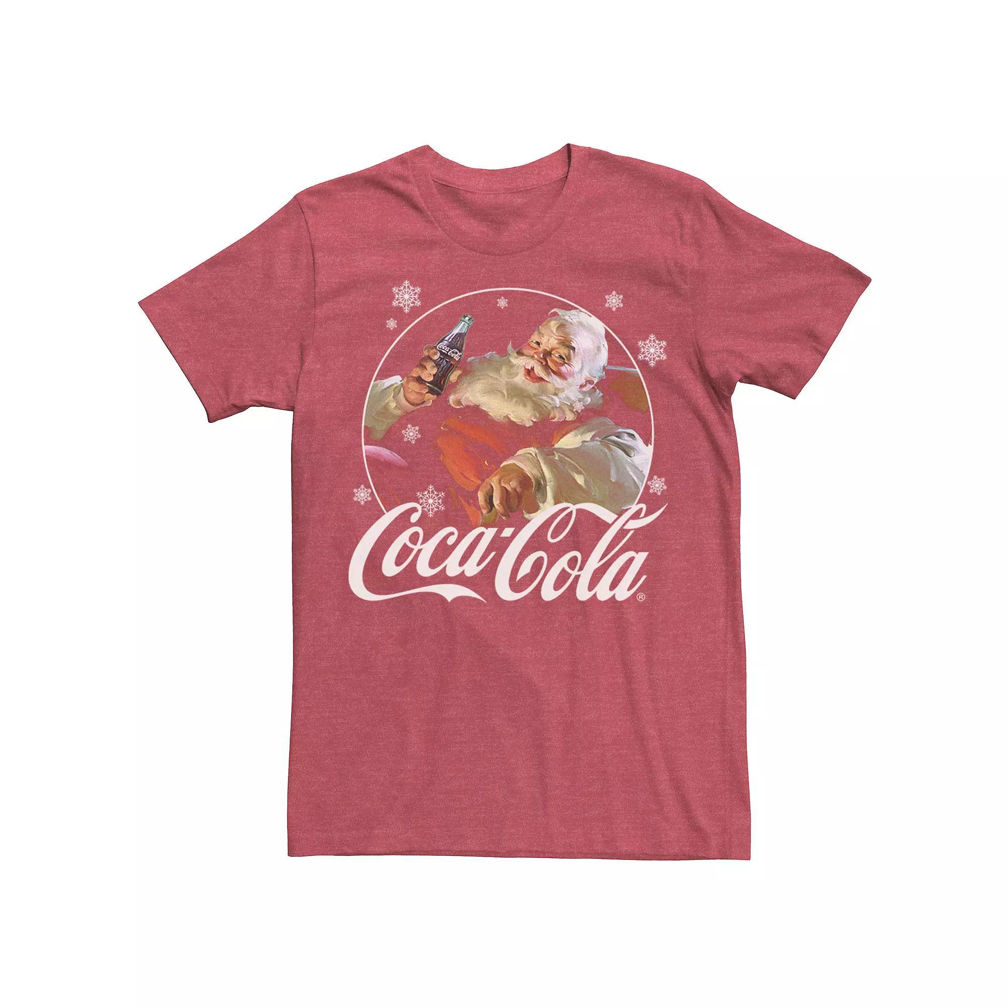 Men's Coca Cola Santa Retro Christmas Logo Tee, Size: Small, Red Product Image