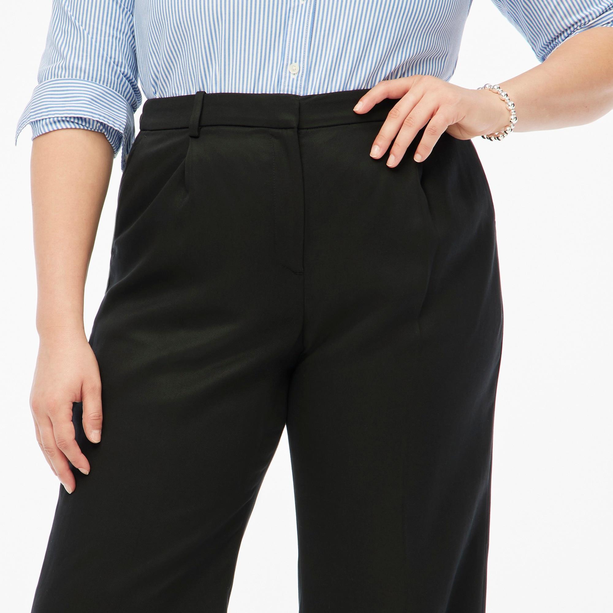 Wide-leg pleated twill trouser pant Product Image