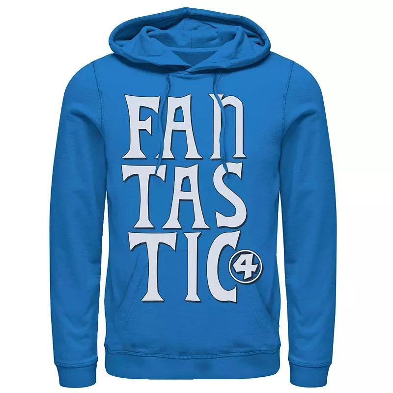 Men's Marvel Fantastic Four Triple Stacked Text Hoodie, Size: Large, Royal Product Image