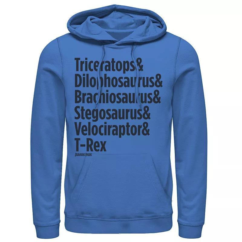 Men's Jurassic Park Dinosaur Name Types Graphic Pullover Graphic Hoodie, Size: Large, Red Product Image