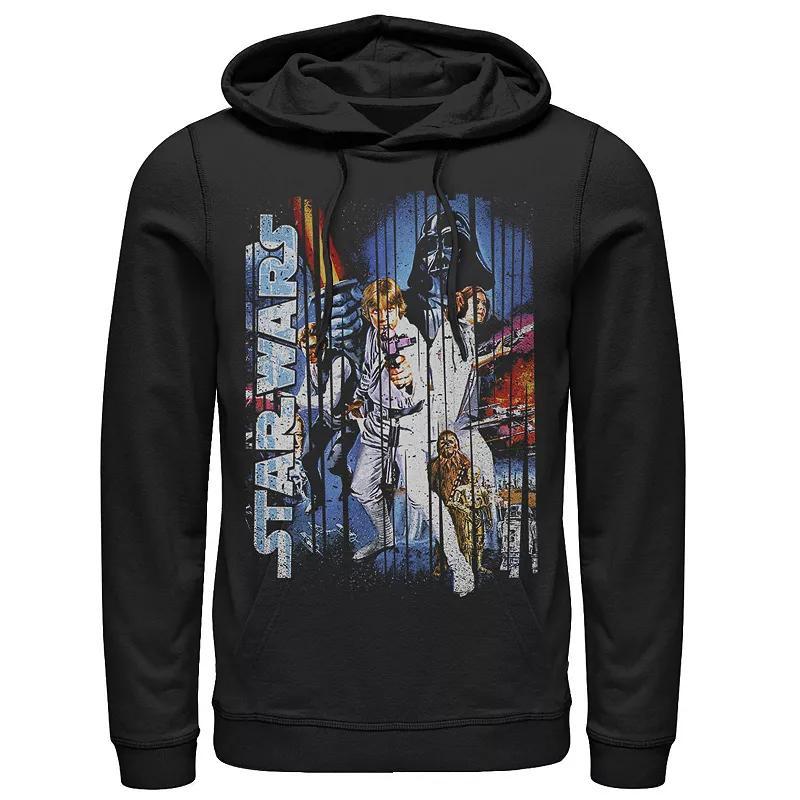 Mens Star Wars Classic Group Shot Striped Poster Hoodie Product Image