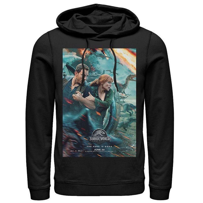 Men's Jurassic World Two Owen Claire Movie Poster Hoodie, Size: XXL, Blue Product Image