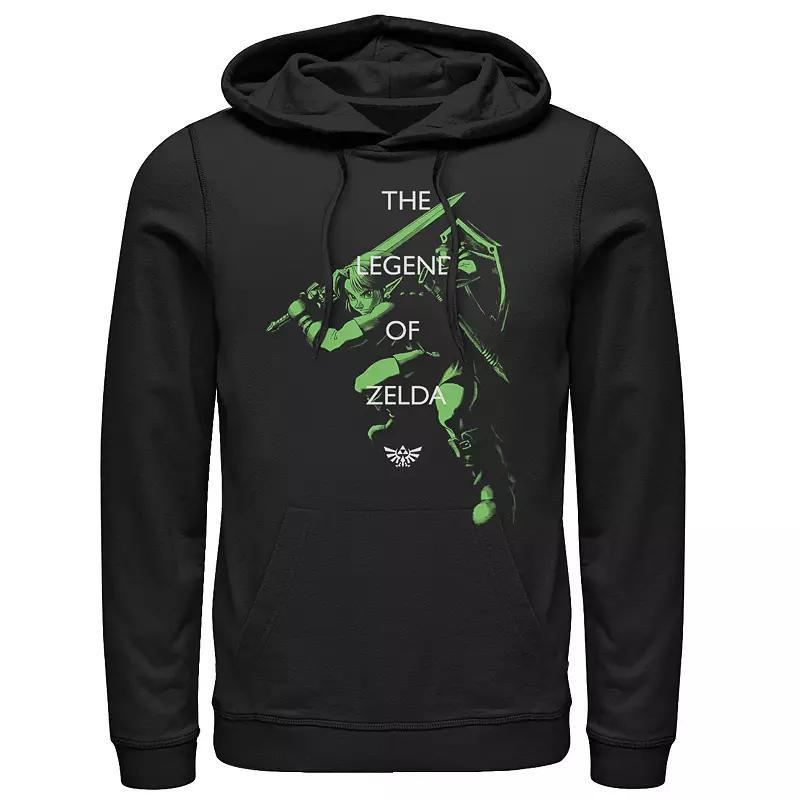 Men's Nintendo The Legend Of Zelda Text Over Top Of Link Hoodie, Size: XXL, Black Product Image