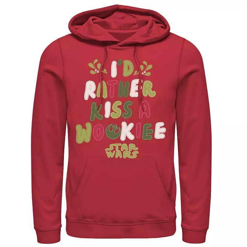 Men's Star Wars 'I'd Rather Kiss A Wookie' Festive Text Hoodie, Size: XXL, Red Product Image